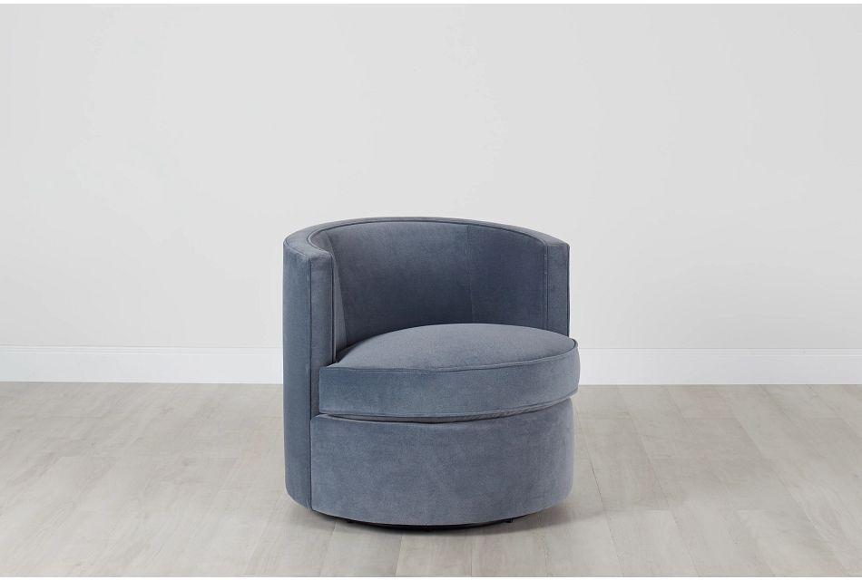 Fleur Dark Blue Velvet Swivel Accent Chair