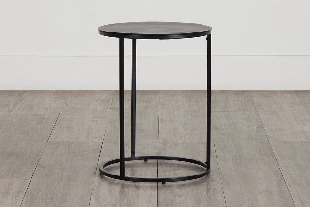 Doren Black Round End Table