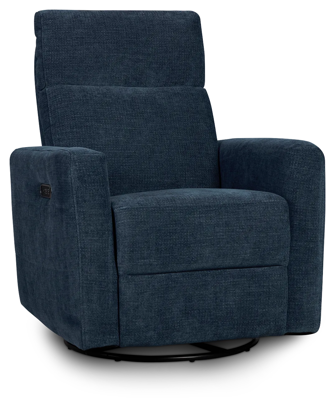 Rae Dark Blue Fabric Power Swivel Glider Recliner