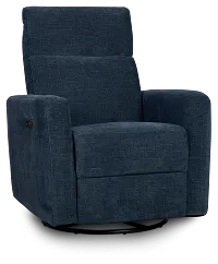 Rae Dark Blue Fabric Power Swivel Glider Recliner