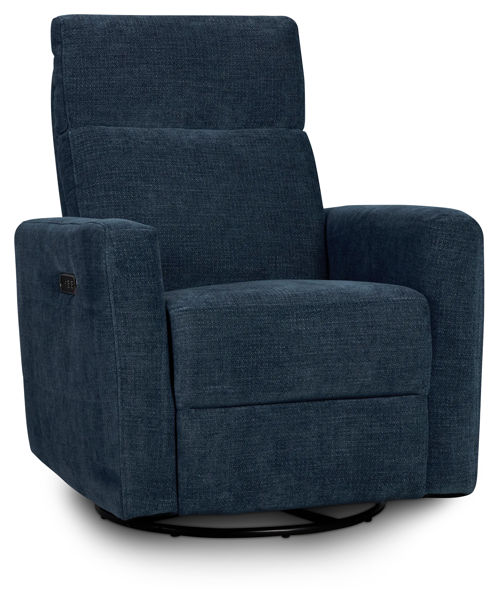 Rae Dark Blue Fabric Power Swivel Glider Recliner