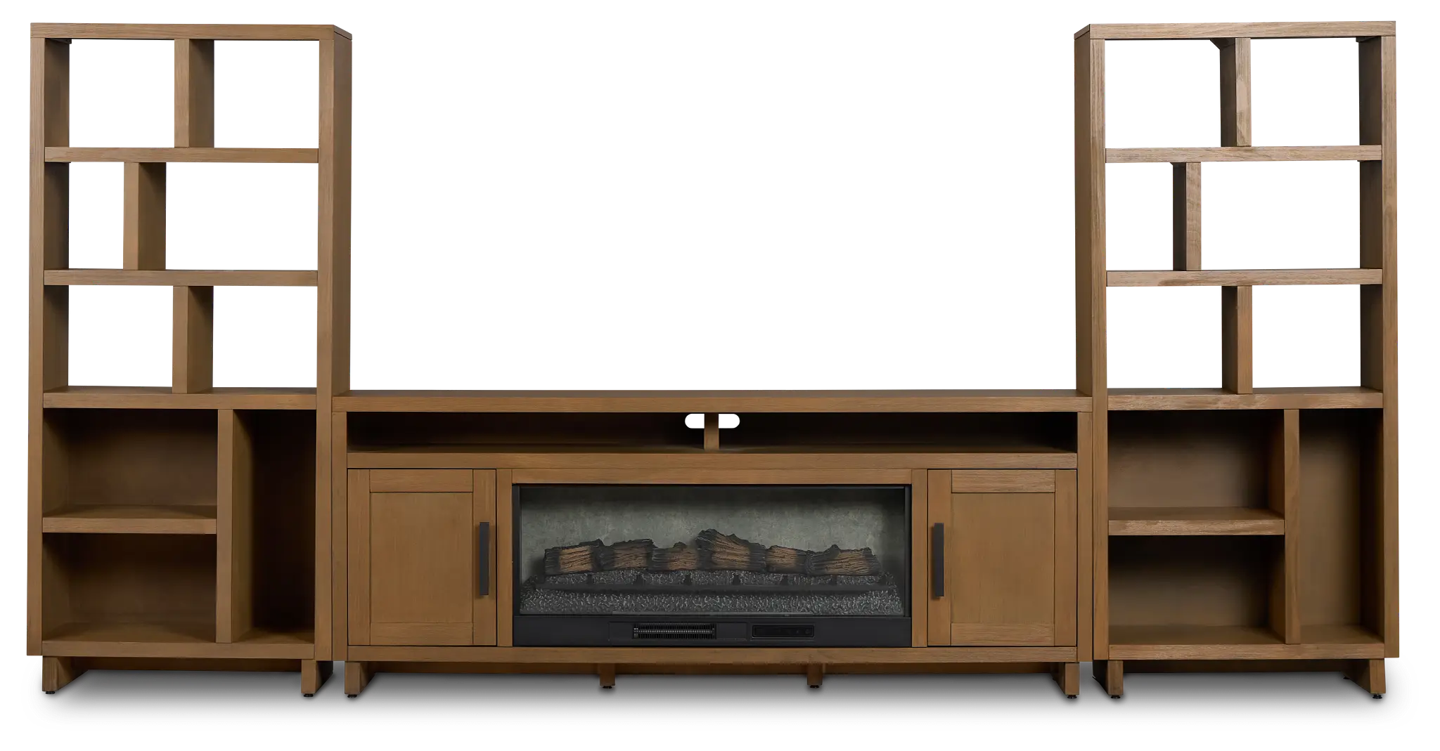 Richmond Light Tone 80" Open Pier Entertainment Wall With Fireplace Richmond Light Tone 80" Open Pier Entertainment Wall With Fireplace