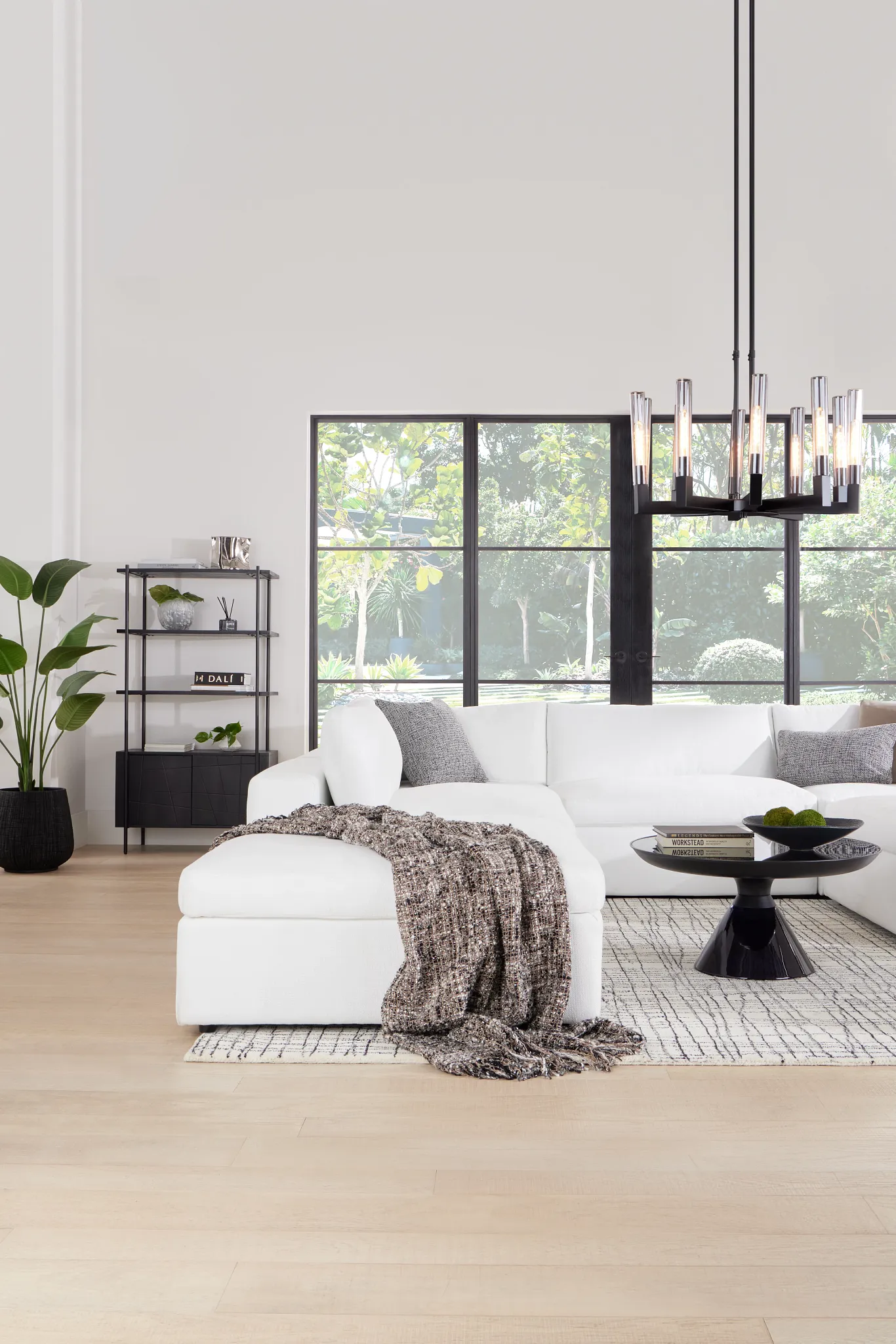 Destin Suave White Fabric 5pc Bumper Sectional