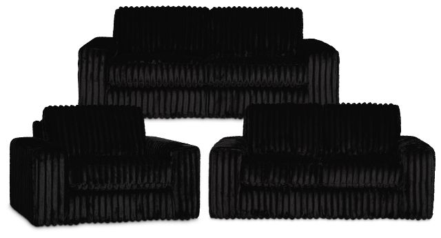 Teddy Black Fabric Living Room