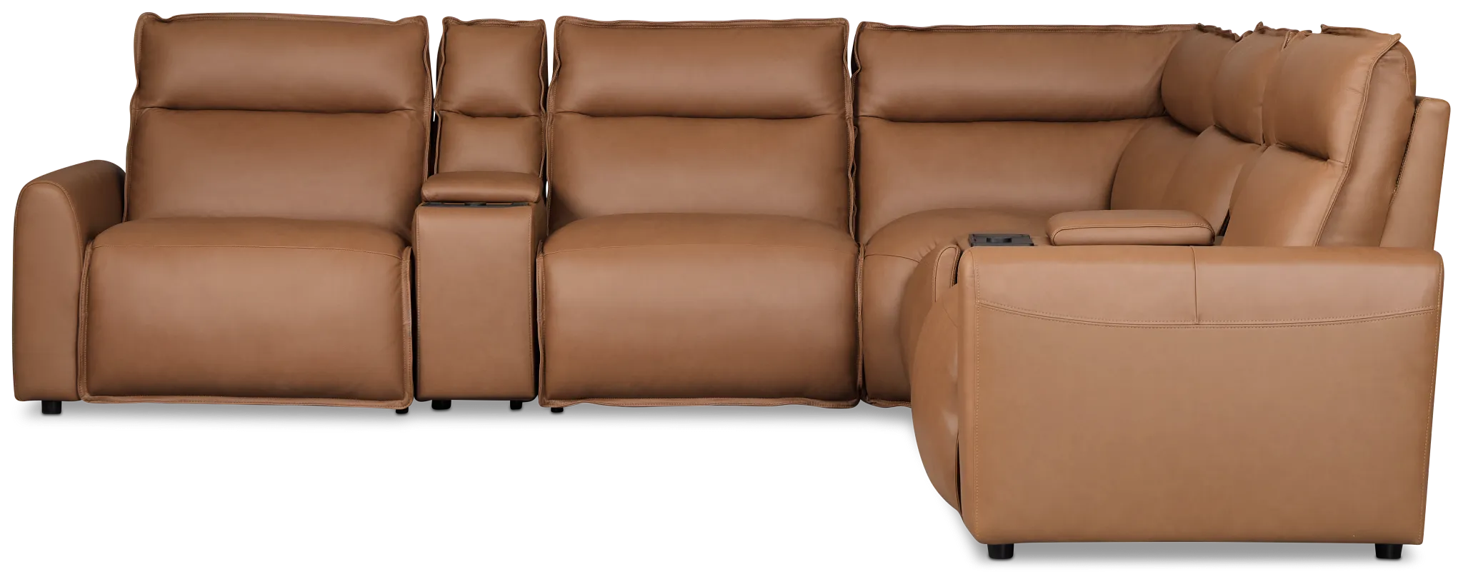 Edison Medium Brown Leather/vinyl Large Dual Power Reclining 2-arm Sectional
