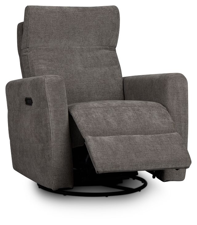 Rae Gray Fabric Power Swivel Glider Recliner