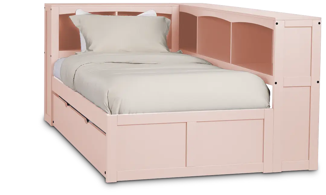 Charleston Pink Corner Bookcase Bed With Trundle Charleston Pink Corner Bookcase Bed With Trundle