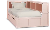 Charleston Pink Corner Bookcase Bed With Trundle