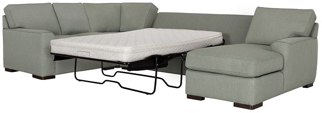 Austin Green Fabric Right Chaise Innerspring Sleeper Sectional