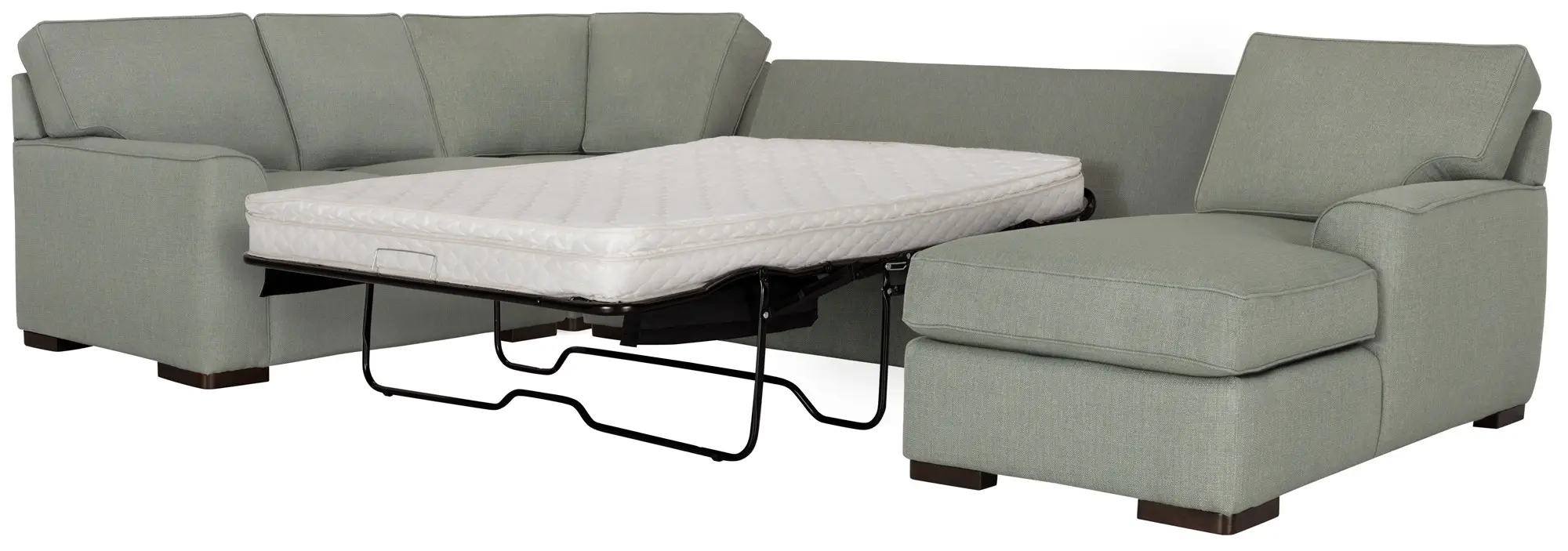 Austin Green Fabric Right Chaise Innerspring Sleeper Sectional Austin Green Fabric Right Chaise Innerspring Sleeper Sectional