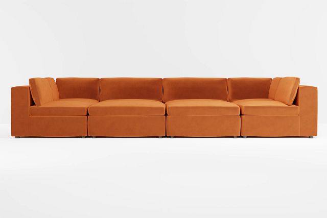 Destin Joya Orange Velvet 8-piece Pit Sectional