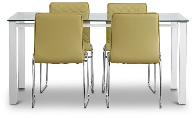 Skyline Light Green Rect Table & 4 Metal Chairs