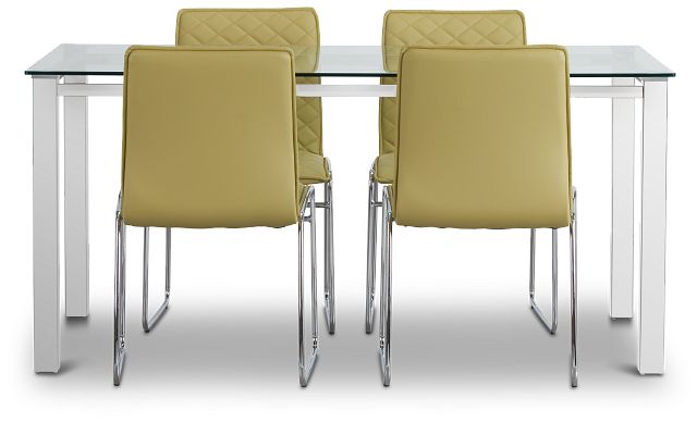 Skyline Light Green Rect Table & 4 Metal Chairs