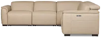 Flexsteel Brodie Taupe Lthr/vinyl Small Triple Power Reclining Two-arm Sectional