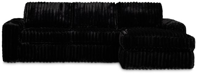 Teddy Black Fabric Right Chaise Sectional