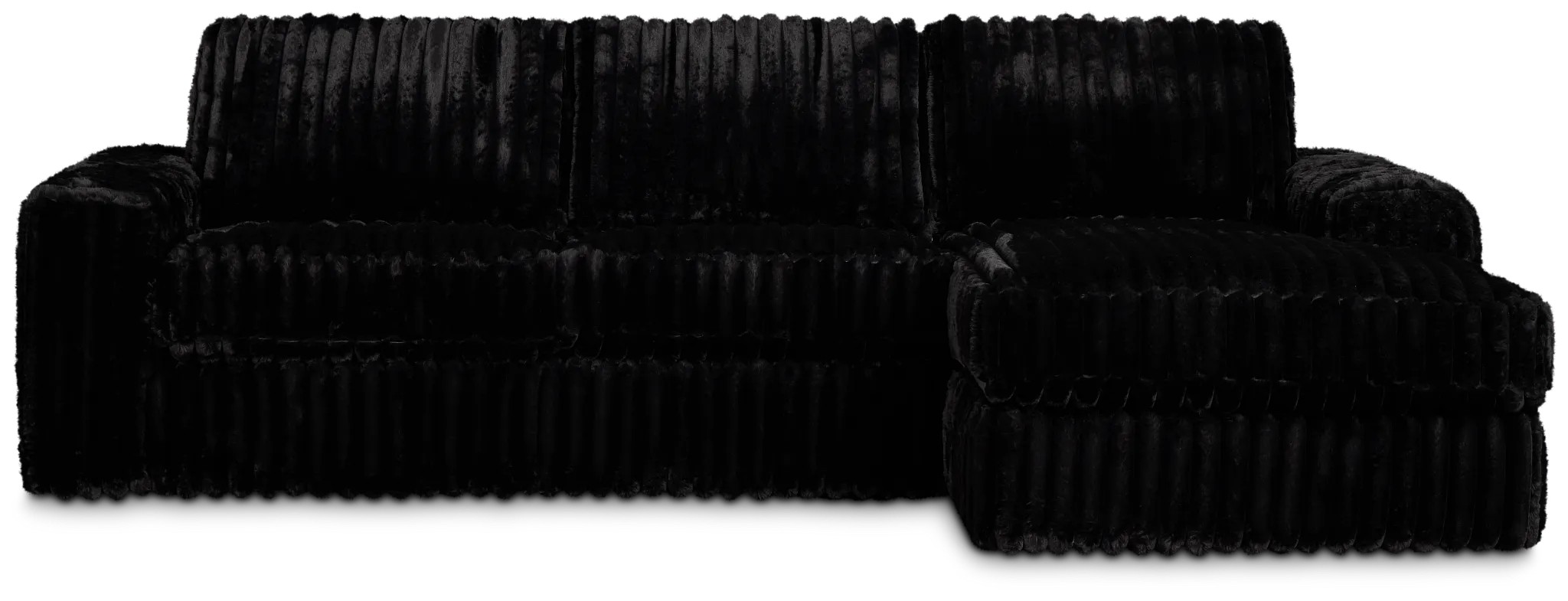 Teddy Black Fabric Right Chaise Sectional