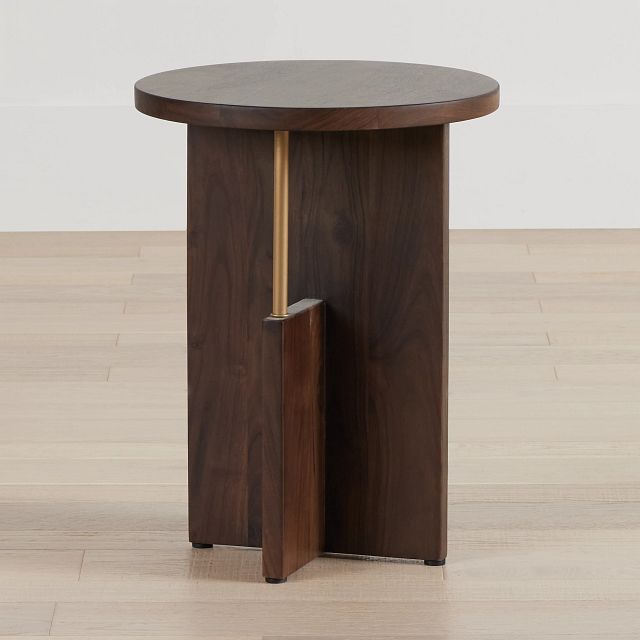 Callen Dark Tone Wood Round Chairside Table