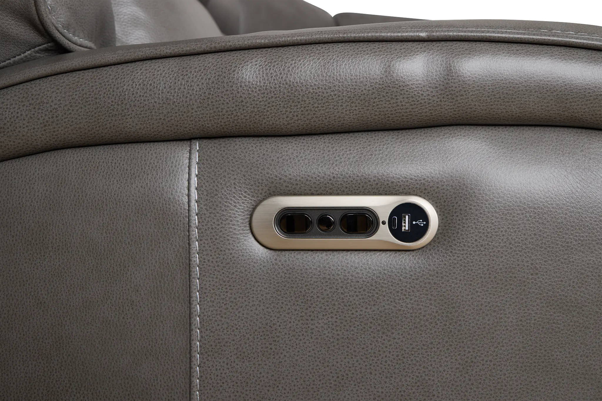 Jasper Gray Leather Medium Triple Power 2-arm Sectional Jasper Gray Leather Medium Triple Power 2-arm Sectional