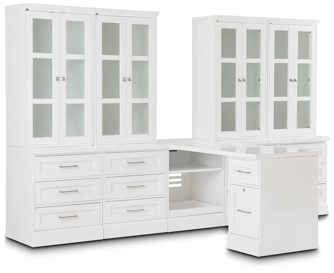 Newport White Large Peninsula Drawer Wall Desk