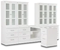 Newport White Large Peninsula Drawer Wall Desk