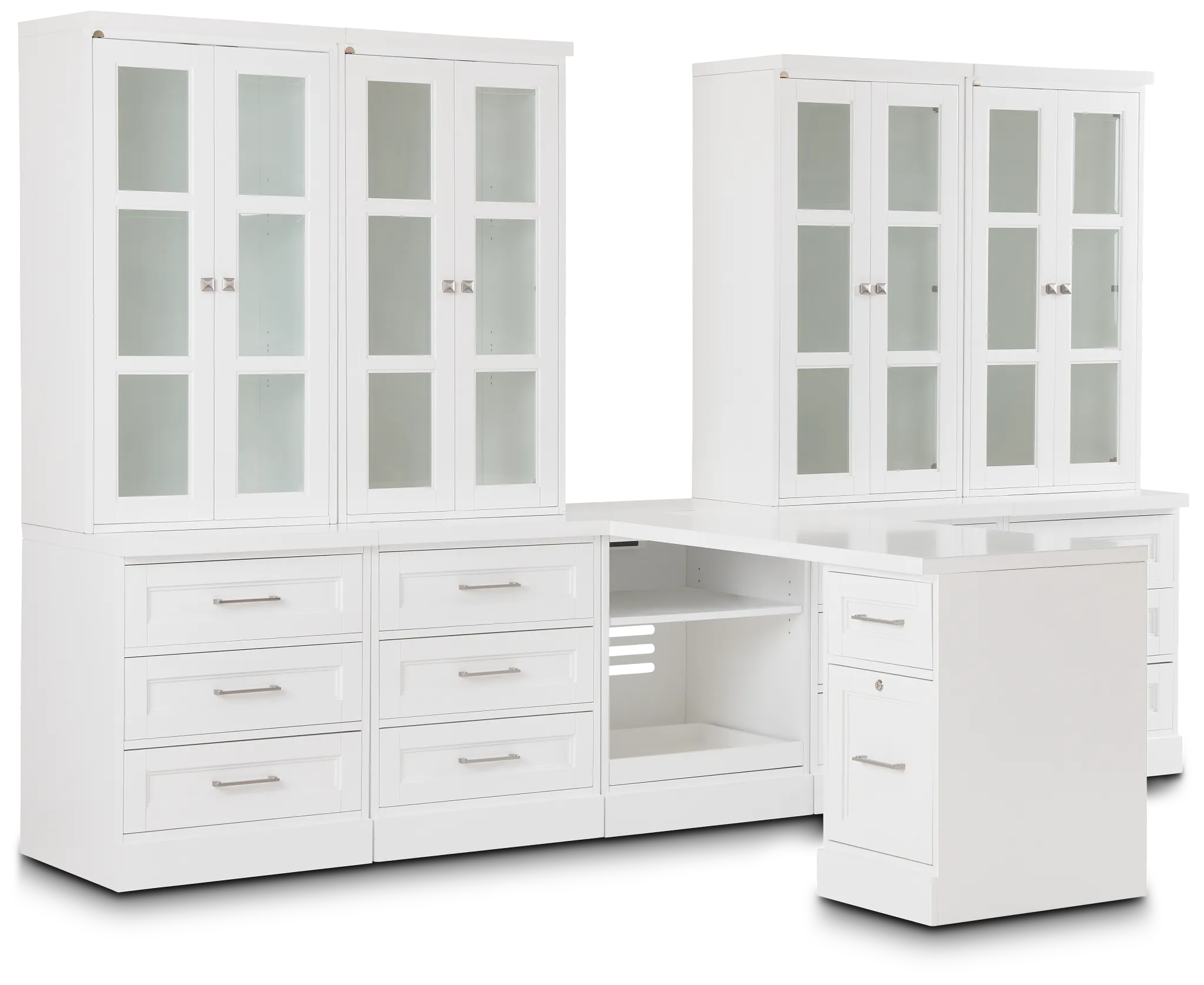 Newport White Large Peninsula Drawer Wall Desk