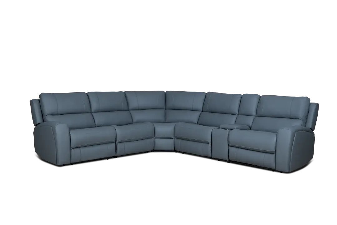 Summit Blue Lthr/vinyl Medium Dual Power 2-arm Reclining Sectional Summit Blue Lthr/vinyl Medium Dual Power 2-arm Reclining Sectional