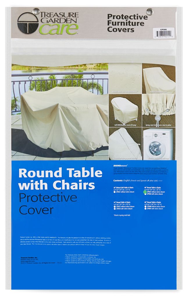 Khaki Round Table & 4 Chairs Outdoor Cover