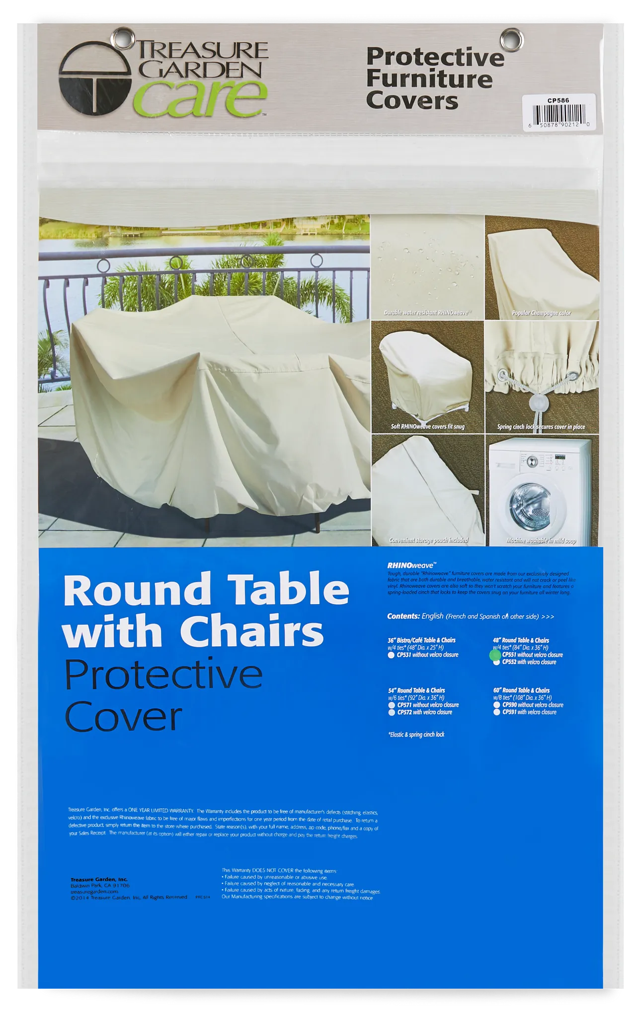 Khaki Round Table & 4 Chairs Outdoor Cover