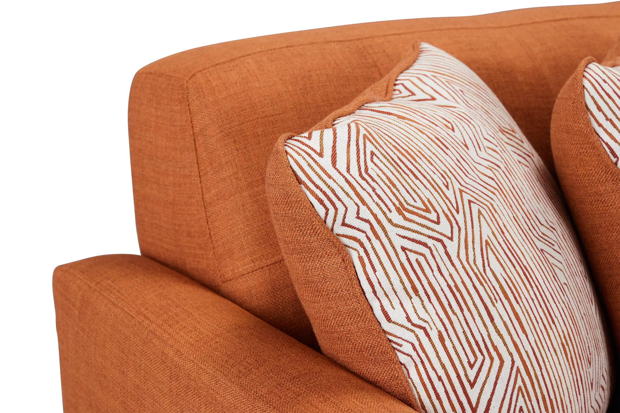 Raya Orange Fabric Chaise Sectional Raya Orange Fabric Chaise Sectional