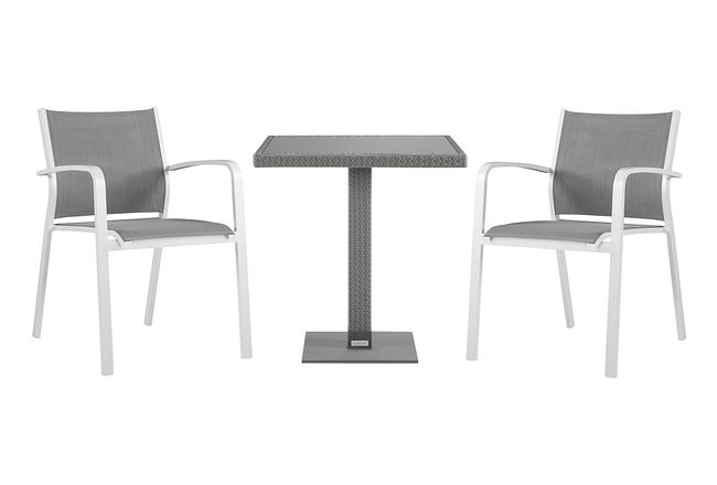 Lisbon Gray 27" Square Table & 2 Chairs