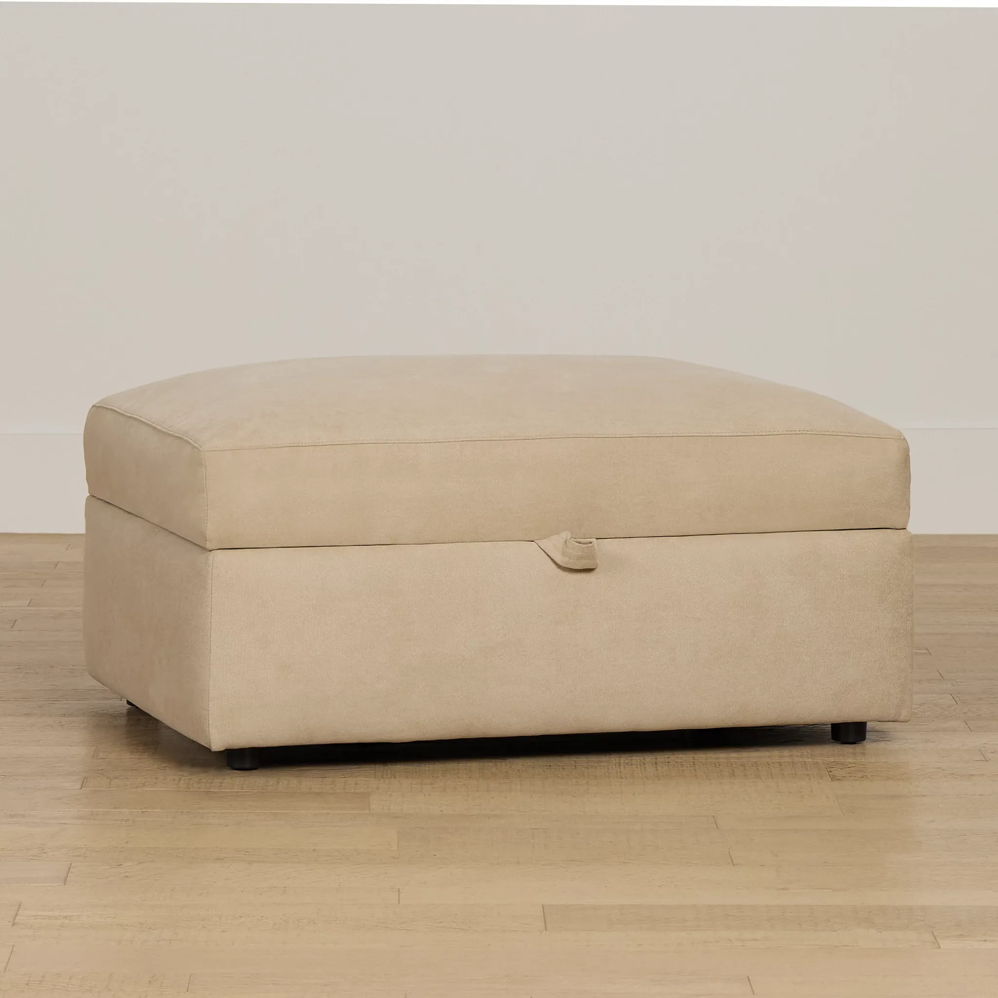 Hudson Beige Fabric Storage Ottoman