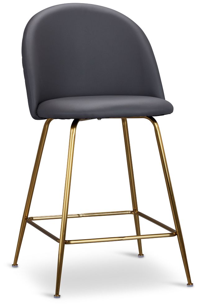 Capri Dark Gray Micro Upholstered 24" Barstools W/gold Legs