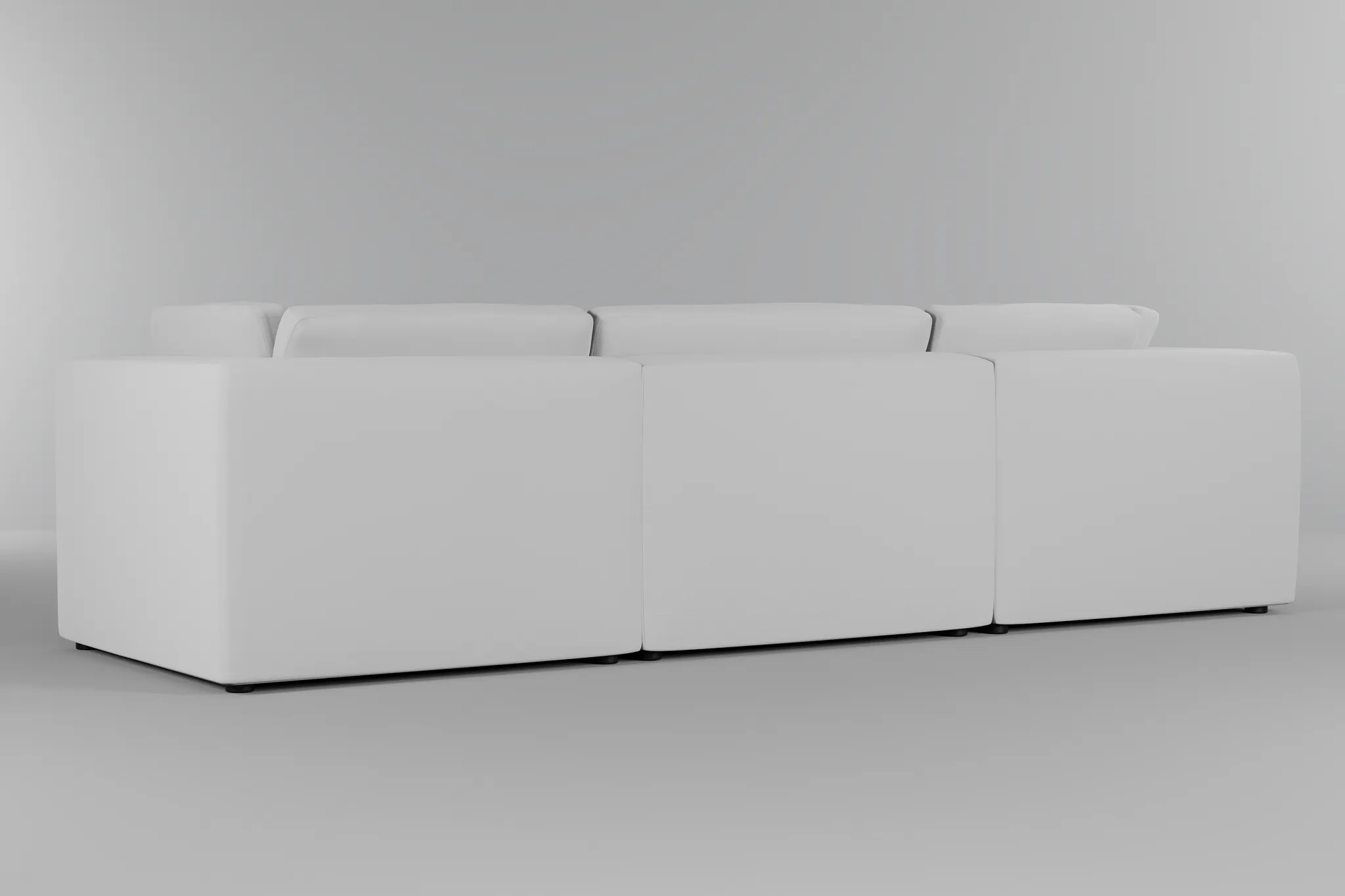 Destin Suave White Fabric 3-piece Modular Sofa