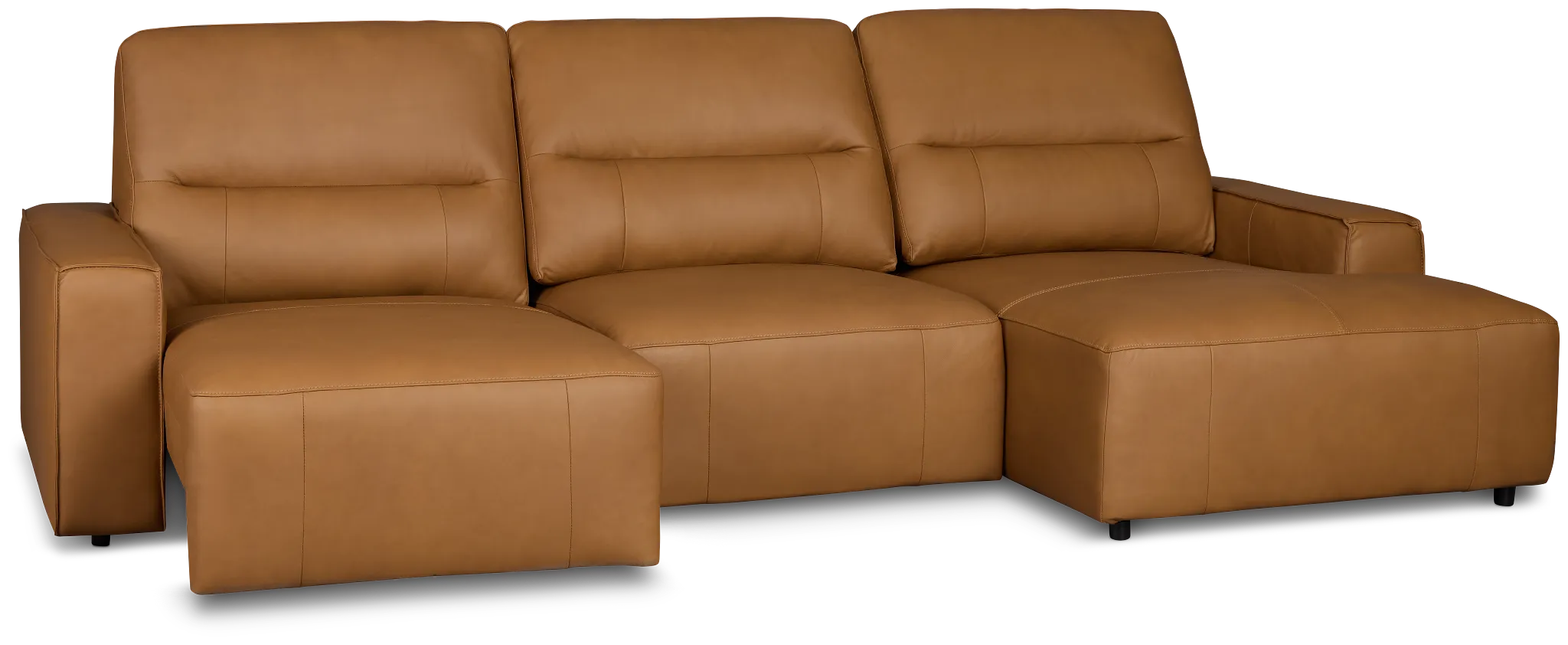 Rudy Brown Lthr/vinyl Right Power Extension Chaise Sectional