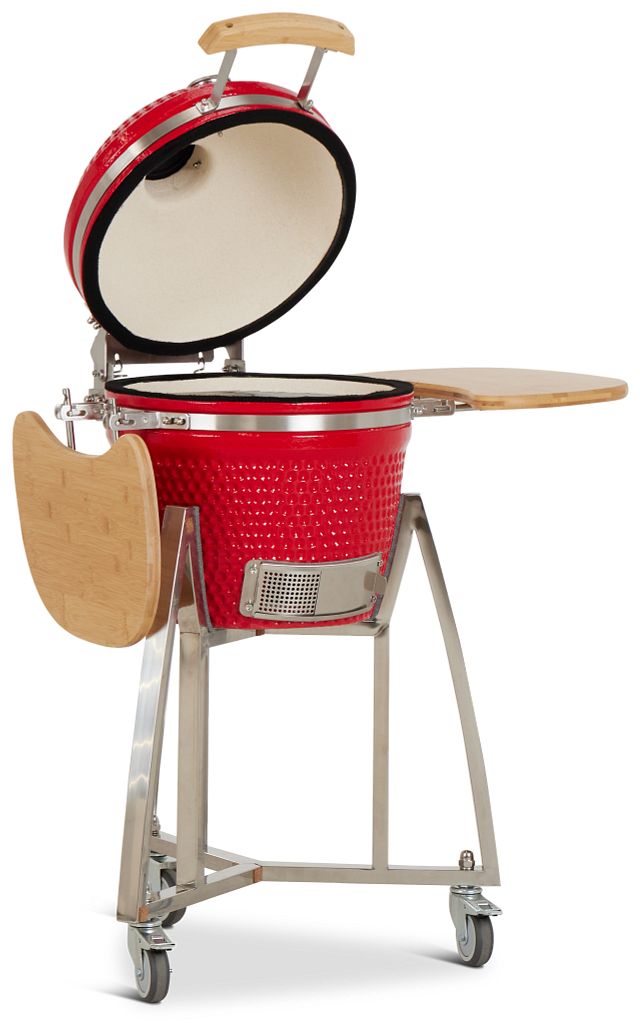 Kamado Red 16" Charcoal Grill With Base