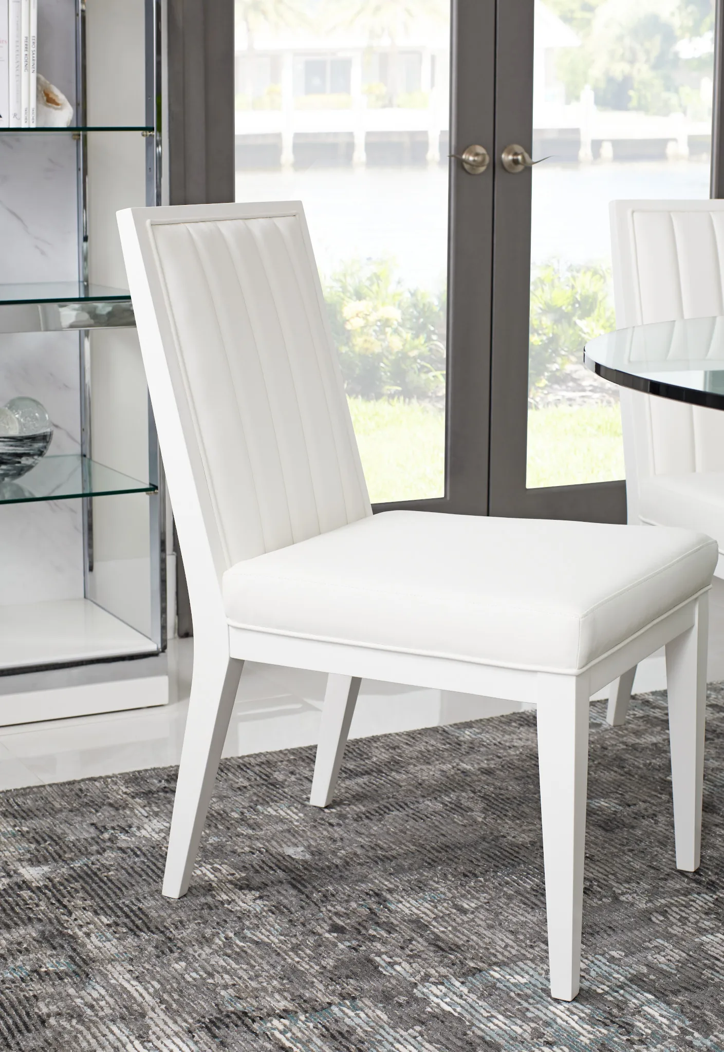 Ocean Drive White Wood Upholstered Side Chair
