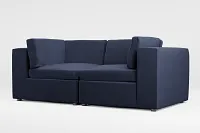 Destin Joya Dark Blue Velvet 2-piece Modular Sofa
