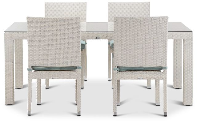 Bahia Teal 72" Rectangular Table & 4 Chairs (3)