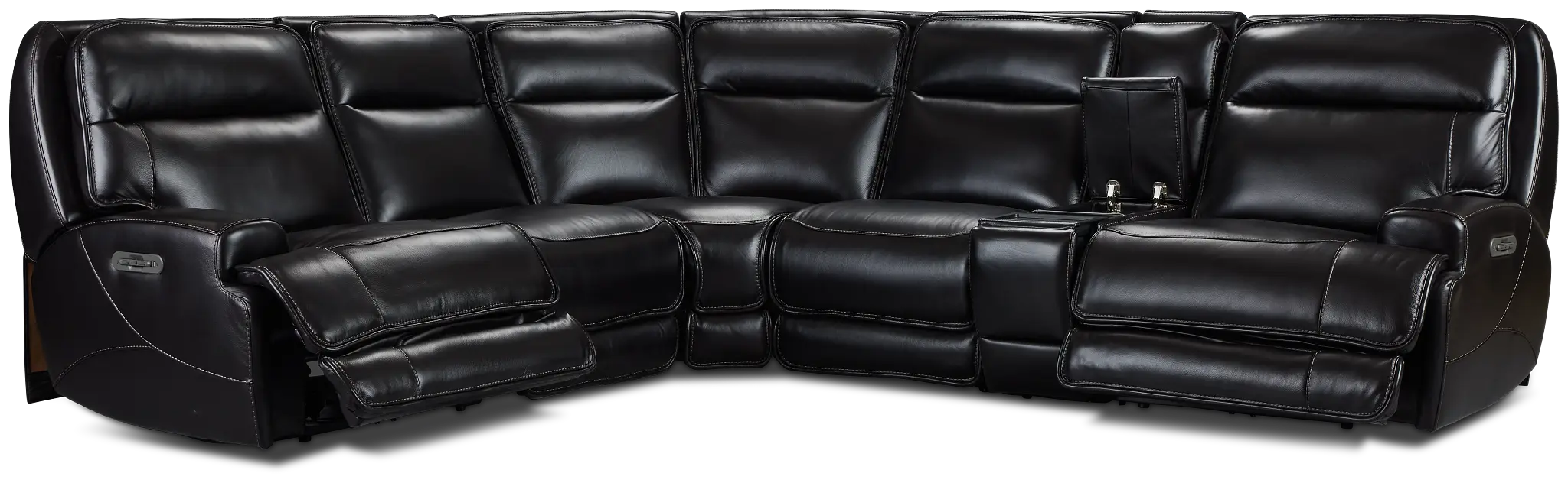 Casey Black Lthr/vinyl Medium Dual Power 2-arm Reclining Sectional Casey Black Lthr/vinyl Medium Dual Power 2-arm Reclining Sectional