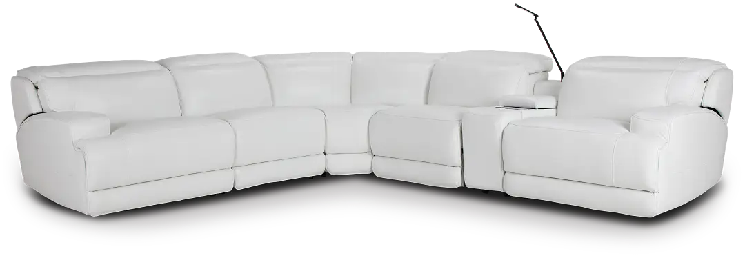 Reign White Lthr/vinyl Medium Triple Power 2-arm Sectional Reign White Lthr/vinyl Medium Triple Power 2-arm Sectional