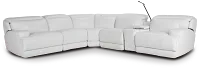 Reign White Lthr/vinyl Medium Triple Power 2-arm Sectional