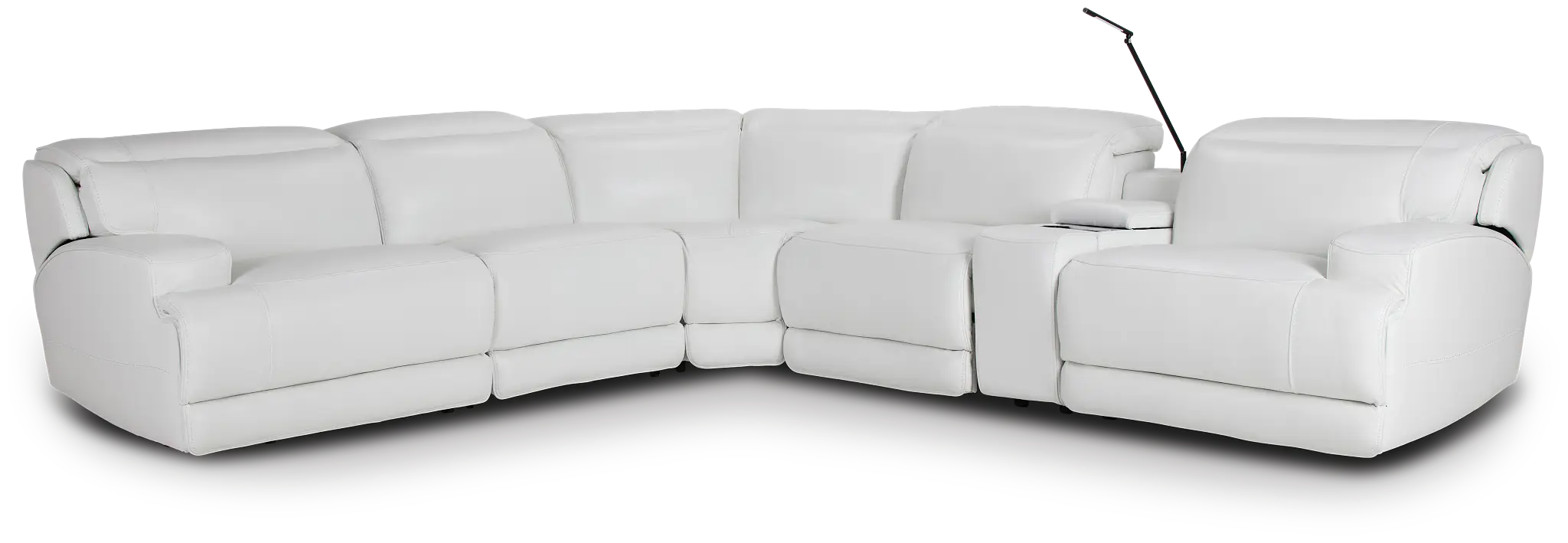 Reign White Lthr/vinyl Medium Triple Power 2-arm Sectional Reign White Lthr/vinyl Medium Triple Power 2-arm Sectional