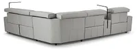 Carmelo Gray Leather Medium Dual Power Sectional W/right Table & Light
