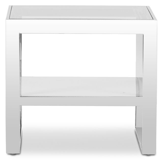 white and glass end table