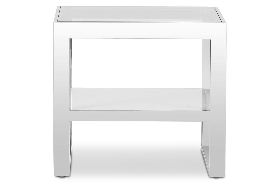 Miami White Glass End Table,