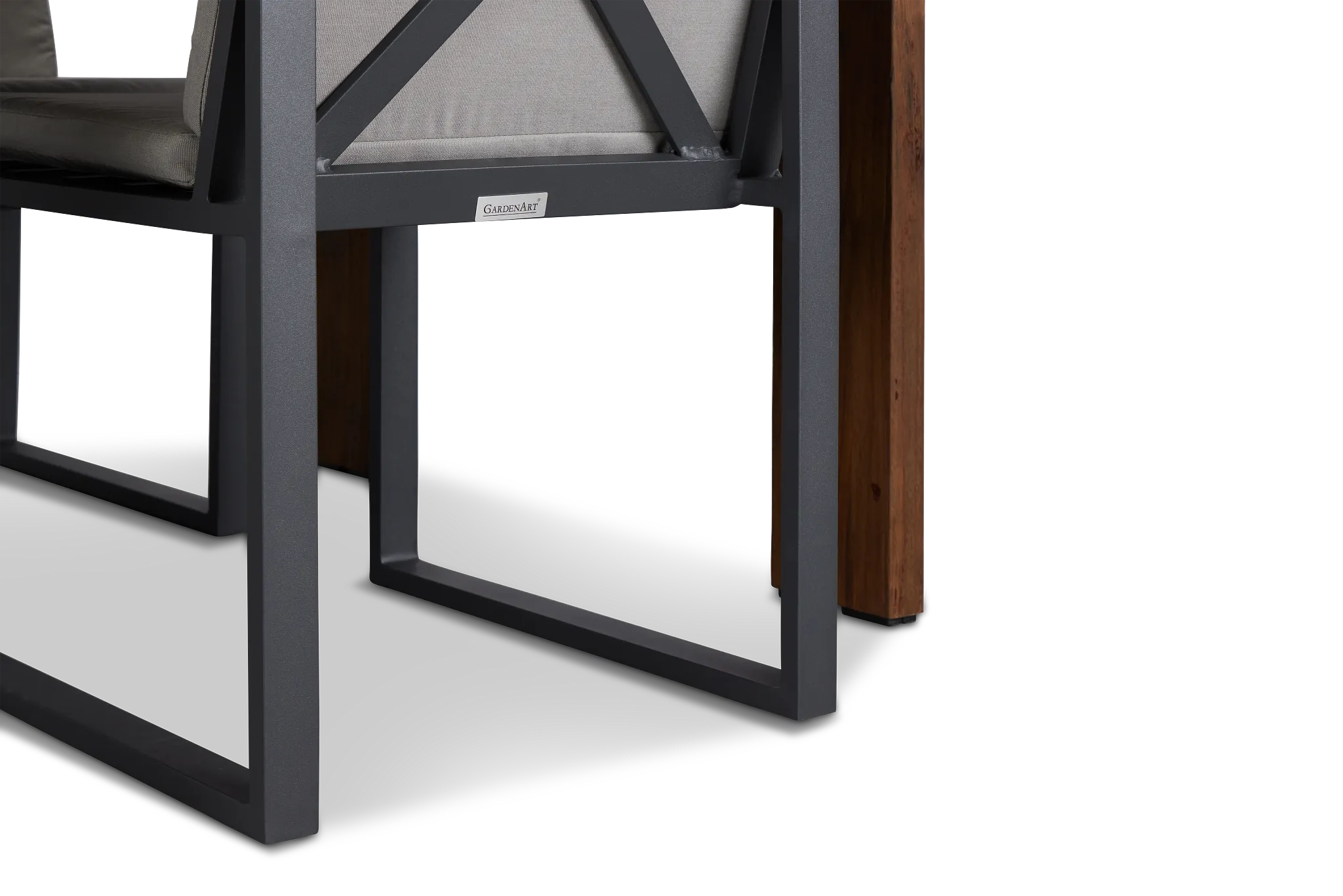 Linear Dark Gray 70" Teak Table & 4 Cushioned Side Chairs