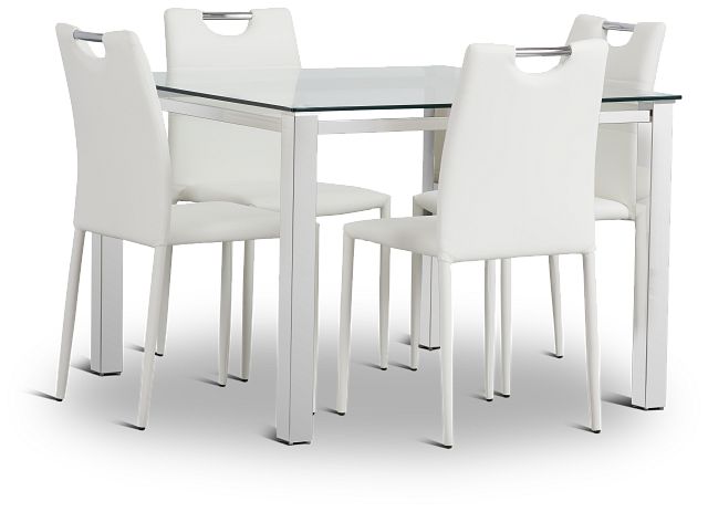 Skyline White Square Table & 4 Upholstered Chairs (6)