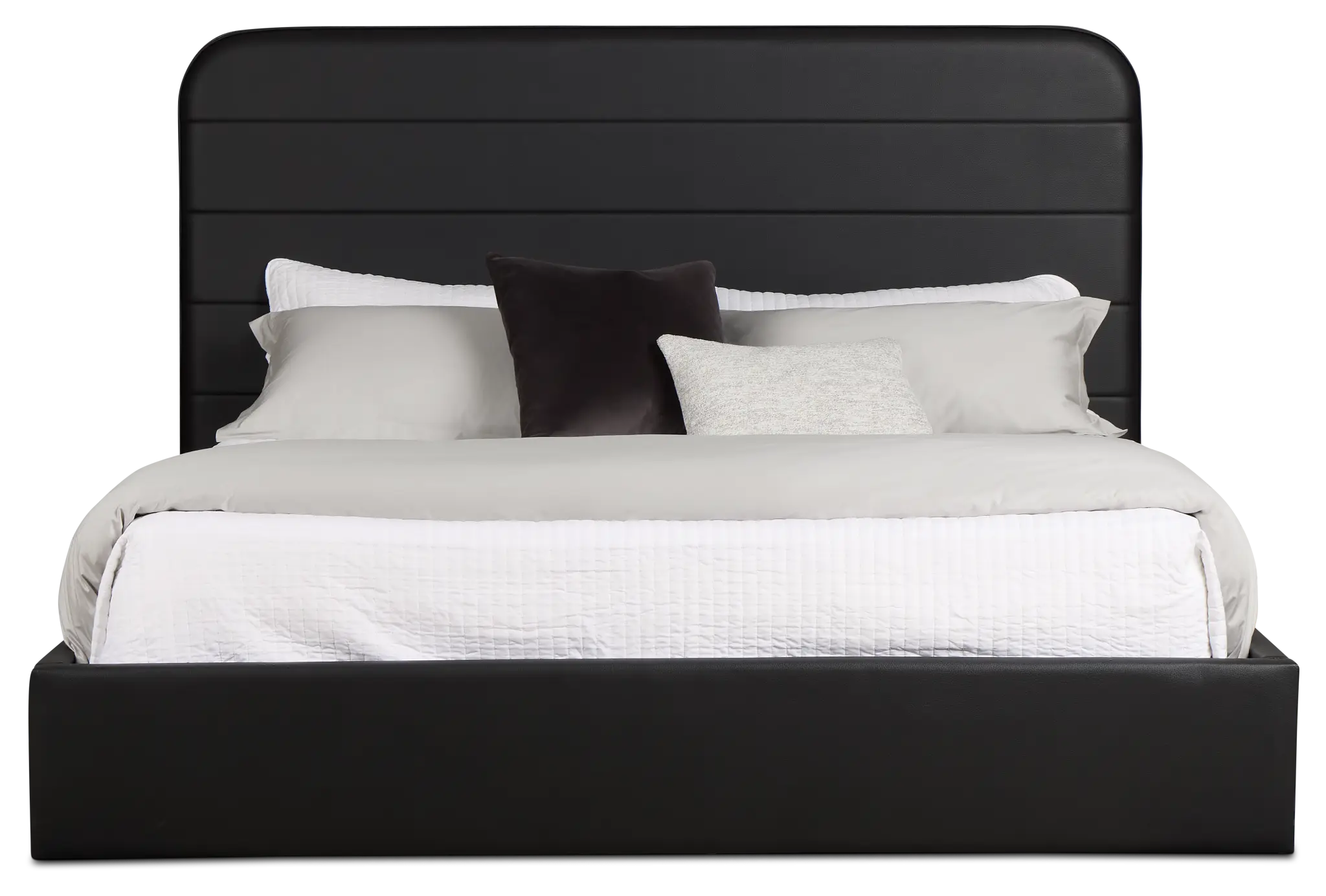Doral Black Curved Upholstered Platform Bed Doral Black Curved Upholstered Platform Bed
