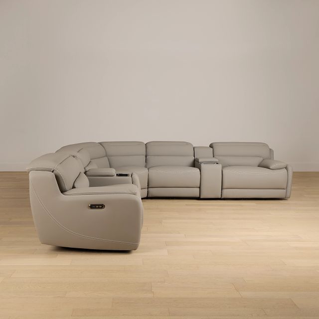 Jett Gray Micro Large Triple Power Reclining Two-arm Sectional