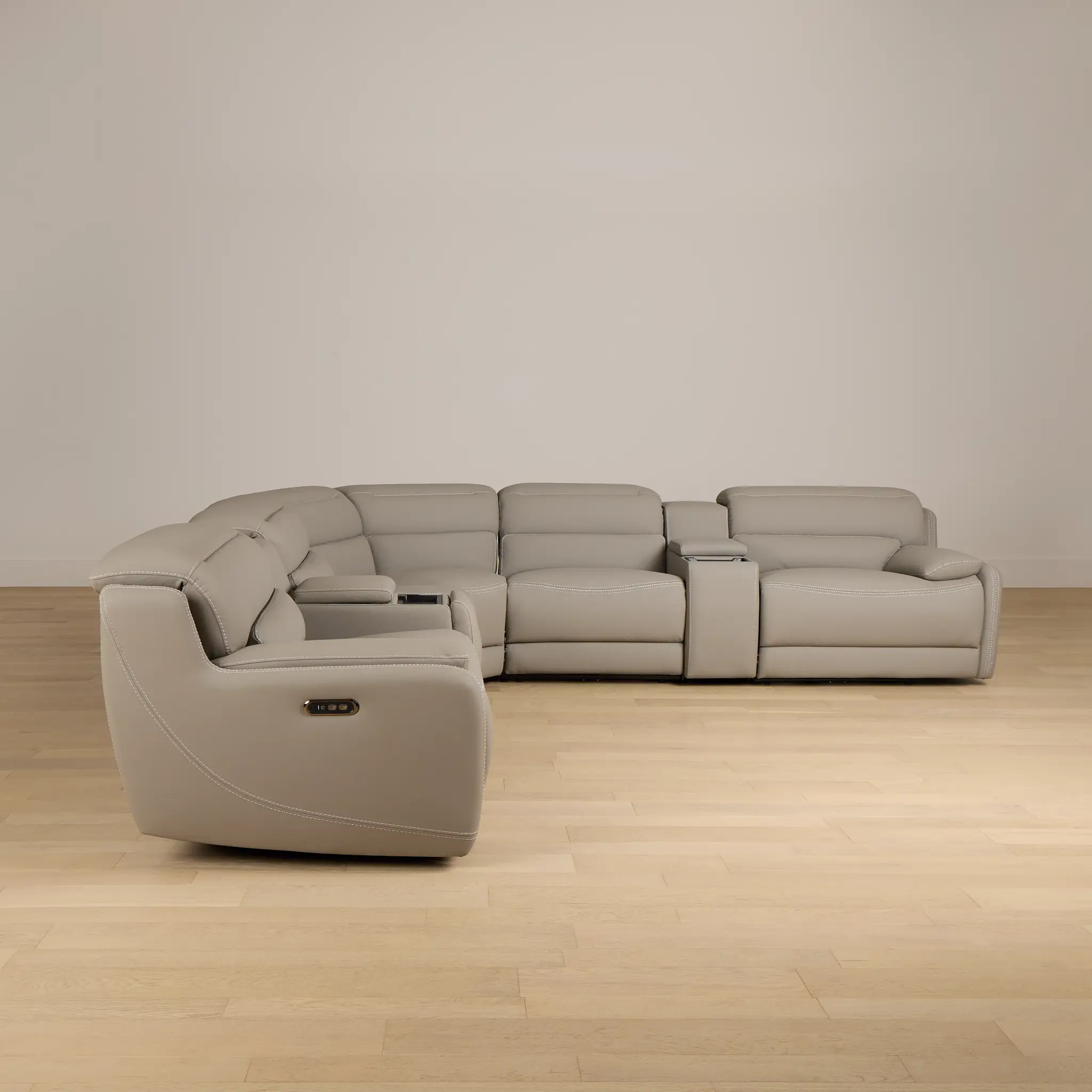 Jett Gray Micro Large Triple Power Reclining Two-arm Sectional Jett Gray Micro Large Triple Power Reclining Two-arm Sectional